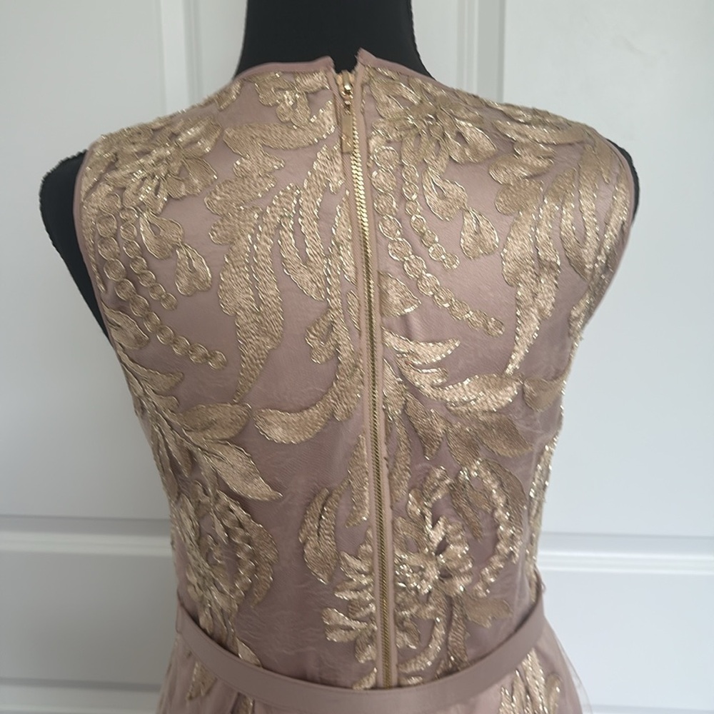 Eliza J Gold A-Line Midi Dress Sleeveless Crew Neck - Picture 6 of 10